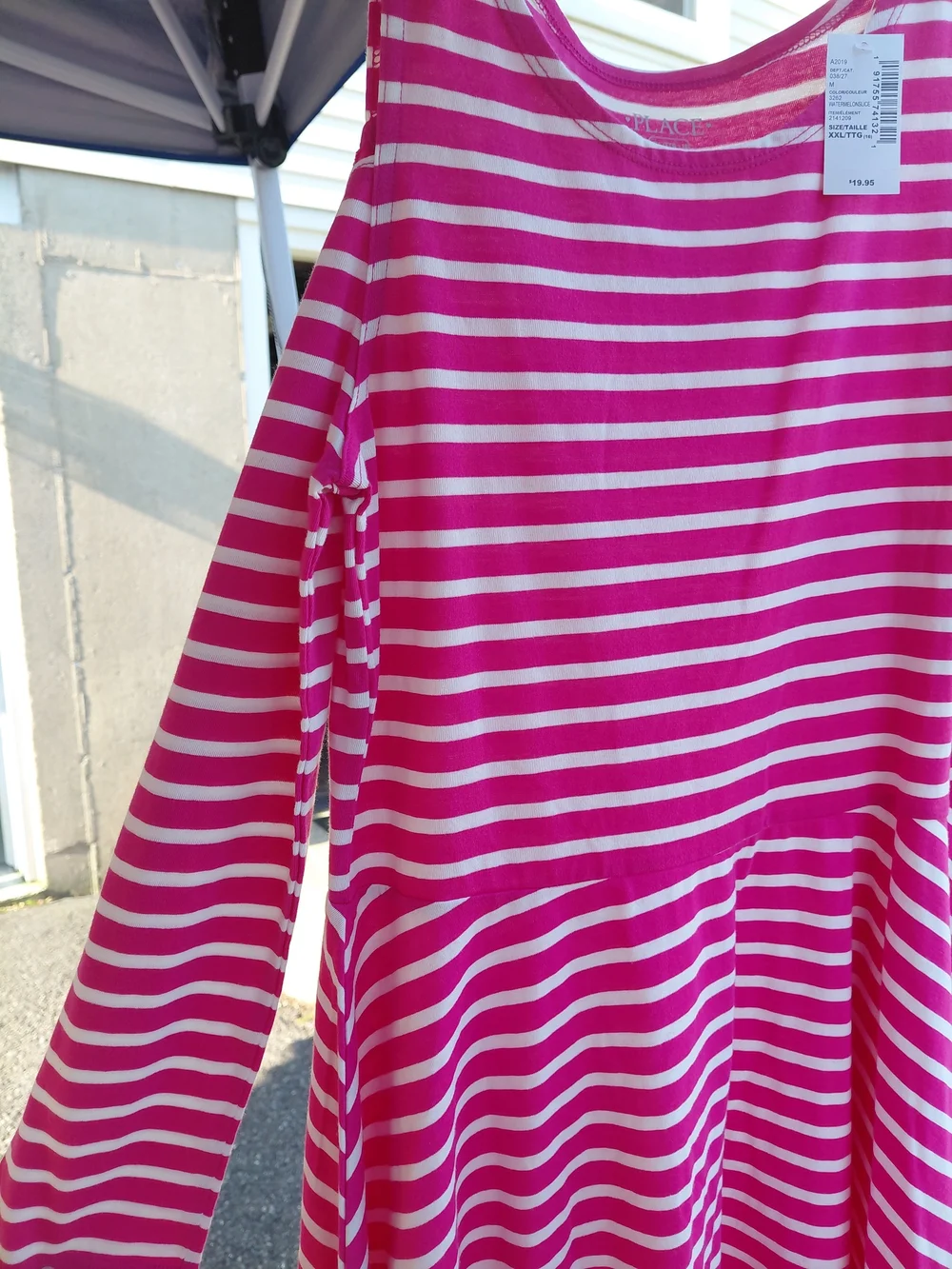 The Children's Place Pink and White Striped Cold-shoulder  Dress